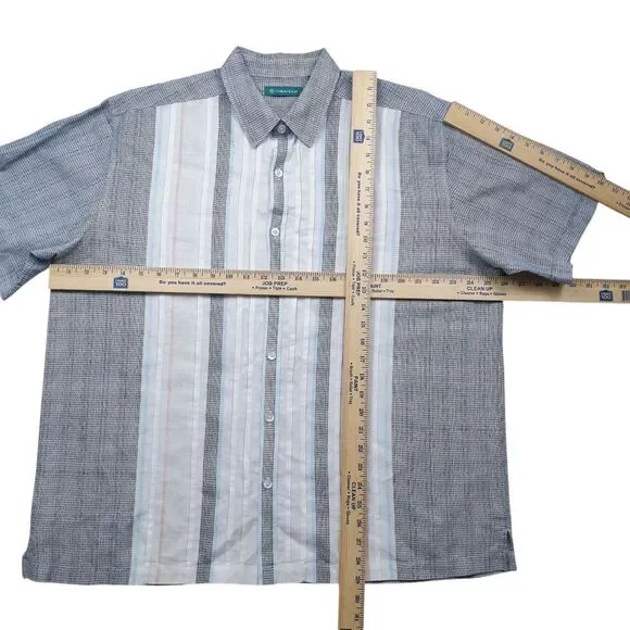 Cubavera Panel Shirt Mens XL Linen Blend Striped - Picture 5 of 7